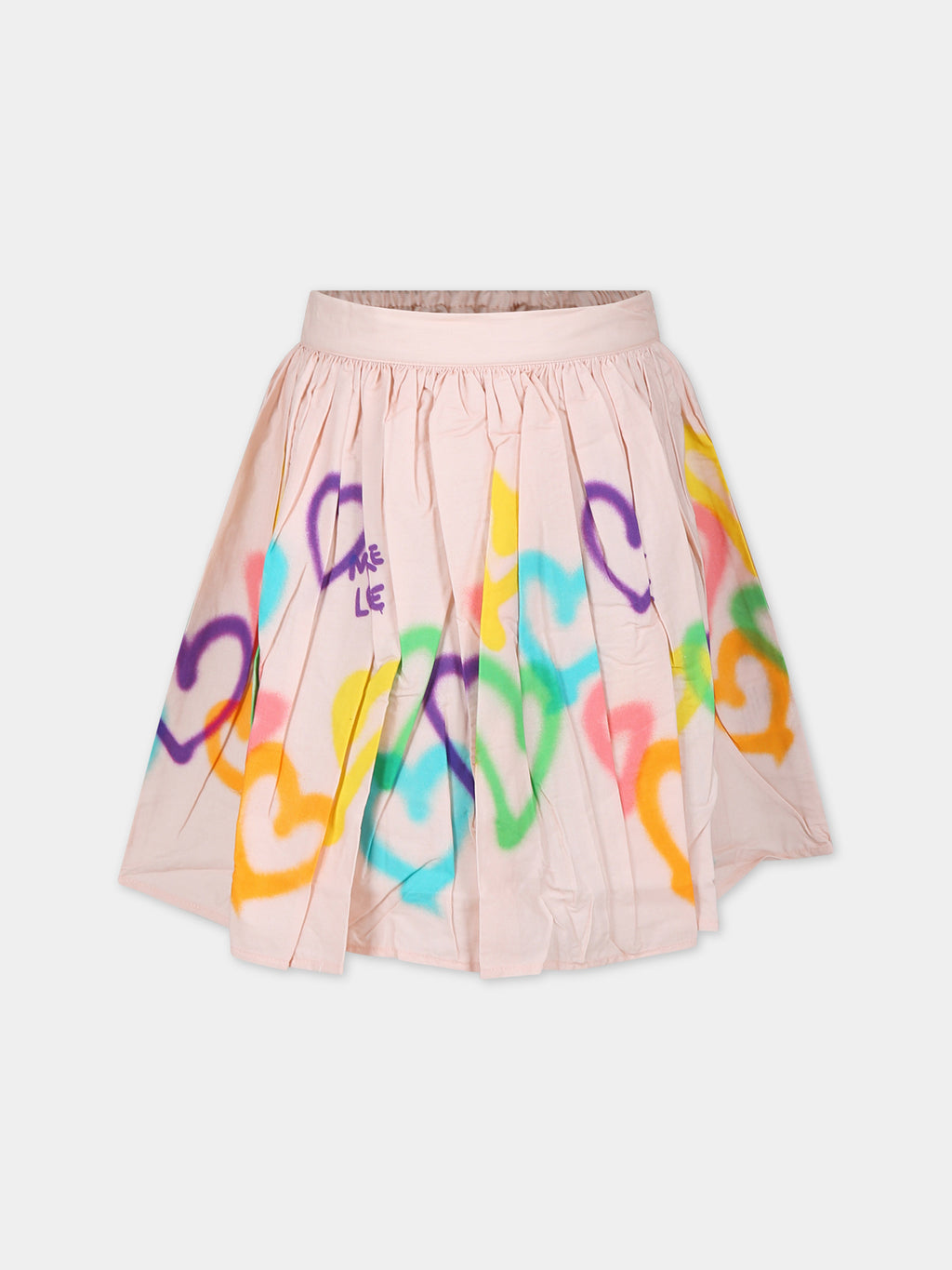 Pink skirt for girl with hearts print